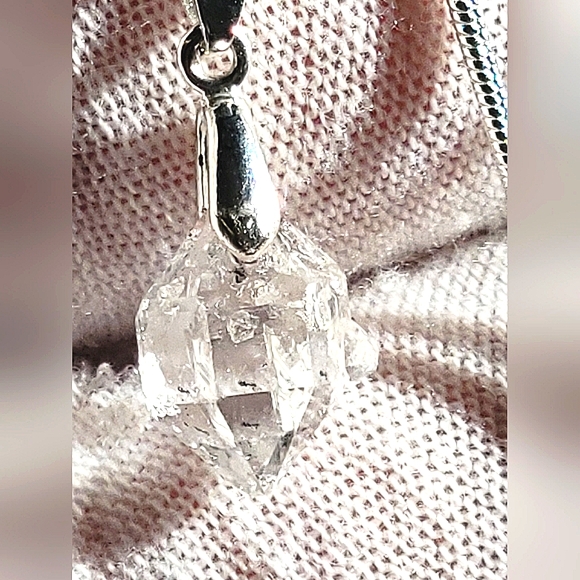 5ct Natural Raw Herkimer Diamond Pendant .925 Bezel & .925 (22") Necklace 1mm - Picture 9 of 11